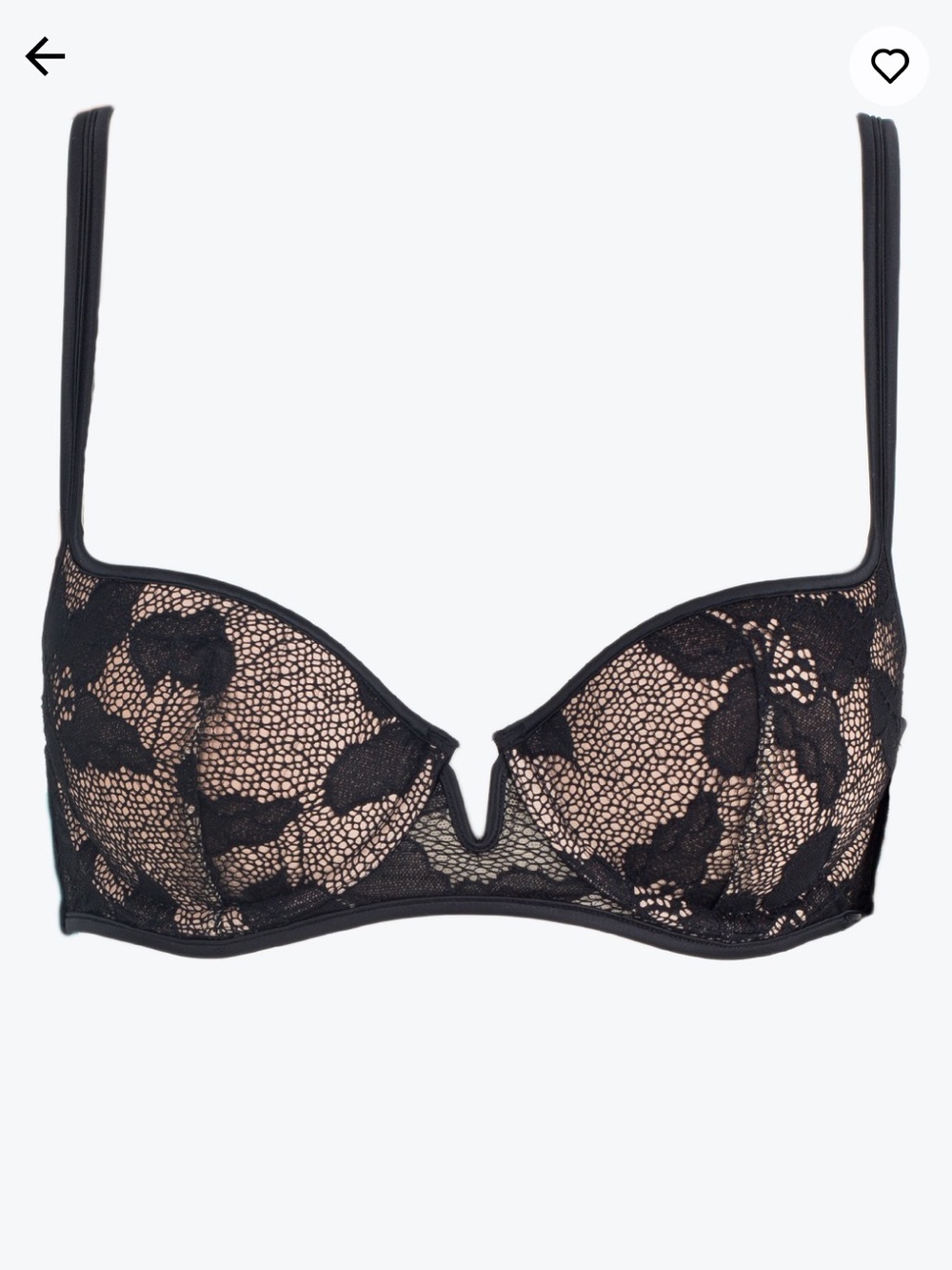 $70 Calvin Klein Black Lace Balconette Push-up Bra with Nude Lining NWOT 34B